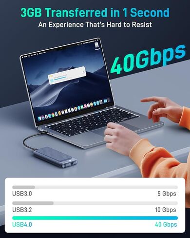 Enhanced USB4 M.2 NVMe PCIe SSD Enclosure - 40Gbps Ultra-Fast Transfer, Tool-Free Setup, Dual-Sided Cooling, with PCIe4.0 256GB SSD in Kuwait