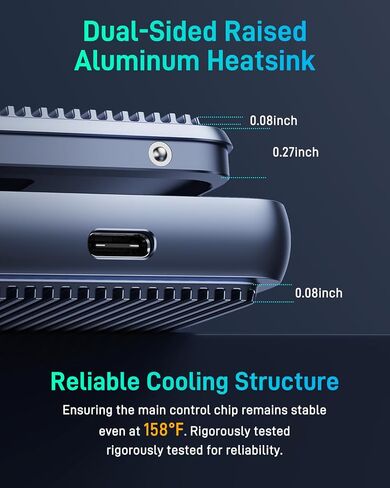 Enhanced USB4 M.2 NVMe PCIe SSD Enclosure - 40Gbps Ultra-Fast Transfer, Tool-Free Setup, Dual-Sided Cooling, with PCIe4.0 256GB SSD in Kuwait