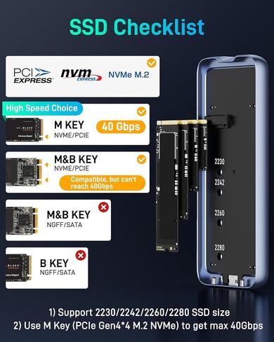 Enhanced USB4 M.2 NVMe PCIe SSD Enclosure - 40Gbps Ultra-Fast Transfer, Tool-Free Setup, Dual-Sided Cooling, with PCIe4.0 256GB SSD in Kuwait