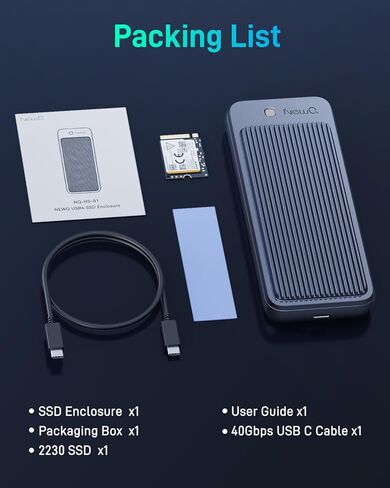 Enhanced USB4 M.2 NVMe PCIe SSD Enclosure - 40Gbps Ultra-Fast Transfer, Tool-Free Setup, Dual-Sided Cooling, with PCIe4.0 256GB SSD in Kuwait
