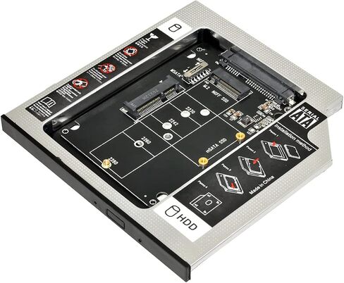 MSATA NGFF B/M-Key SSD to Slimline SATA 13Pin Caddy Case for 9.5mm Universal Laptop CD/DVD-ROM Optical Bay in Kuwait