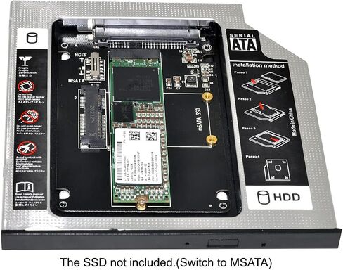 MSATA NGFF B/M-Key SSD to Slimline SATA 13Pin Caddy Case for 9.5mm Universal Laptop CD/DVD-ROM Optical Bay in Kuwait
