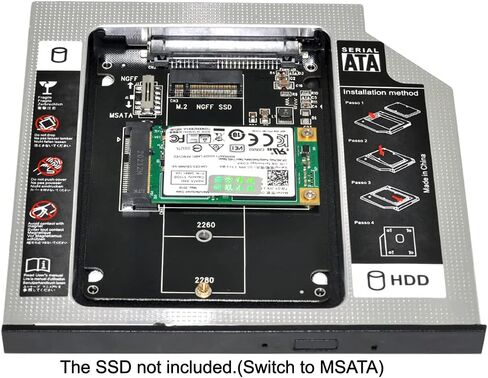 MSATA NGFF B/M-Key SSD to Slimline SATA 13Pin Caddy Case for 9.5mm Universal Laptop CD/DVD-ROM Optical Bay in Kuwait