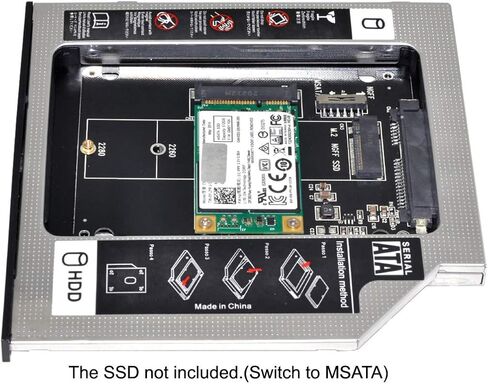 MSATA NGFF B/M-Key SSD to Slimline SATA 13Pin Caddy Case for 9.5mm Universal Laptop CD/DVD-ROM Optical Bay in Kuwait