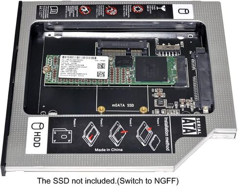 MSATA NGFF B/M-Key SSD to Slimline SATA 13Pin Caddy Case for 9.5mm Universal Laptop CD/DVD-ROM Optical Bay in Kuwait