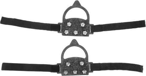 Outdoor 5-Spike Ice Cleats for Boots, Snow Crampons Secure Binding Straps, Non-Slip Ice Grips for Hiking, Mountaineering, and Winter Walking in Kuwait
