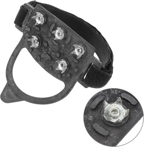 Outdoor 5-Spike Ice Cleats for Boots, Snow Crampons Secure Binding Straps, Non-Slip Ice Grips for Hiking, Mountaineering, and Winter Walking in Kuwait