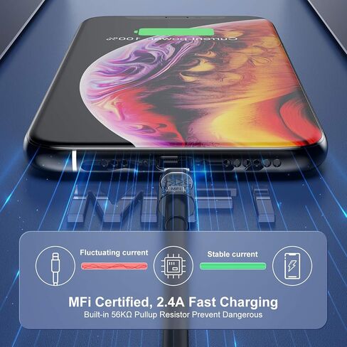[3Pack]Apple Chargers for iPhone 12 11 Charger Cable 10ft,[Apple MFi Certified]Apple Charging Cord 10ft Lightning to USB Cable 10 Foot, Fast Phone Charging Cord for iPhone 12 Pro Max/11/10/X/XR，Black in Kuwait
