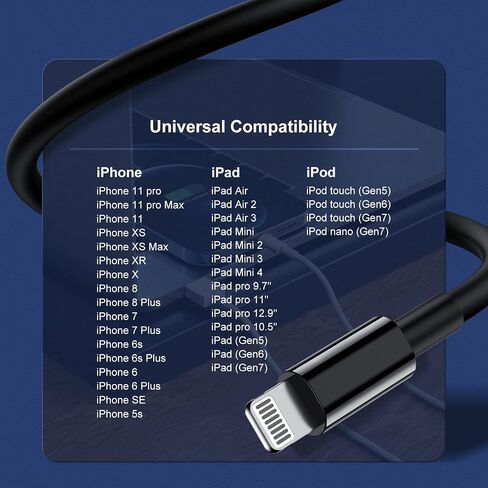[3Pack]Apple Chargers for iPhone 12 11 Charger Cable 10ft,[Apple MFi Certified]Apple Charging Cord 10ft Lightning to USB Cable 10 Foot, Fast Phone Charging Cord for iPhone 12 Pro Max/11/10/X/XR，Black in Kuwait