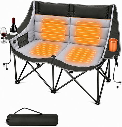 HOPERAN Heated Double Camping Chair, 660lbs 3 Heat Levels Camping Loveseat in Kuwait