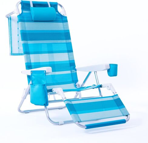 Beach Chair with Footrest High Back 5 Positions Reclining Lounge Chair in Kuwait