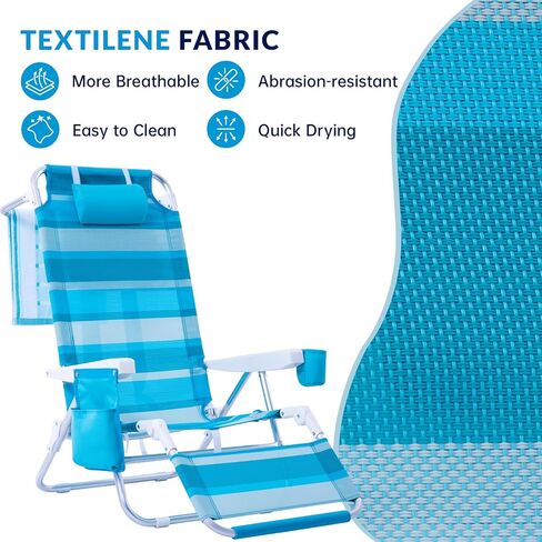 Beach Chair with Footrest High Back 5 Positions Reclining Lounge Chair in Kuwait