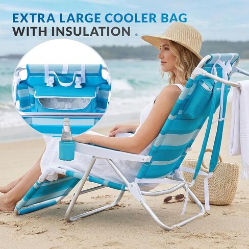 Beach Chair with Footrest High Back 5 Positions Reclining Lounge Chair in Kuwait