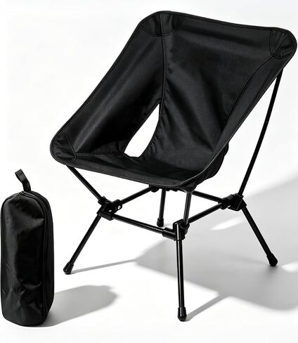 Portable Compact Folding Camping Chairs – Lightweight High Back with Pillow, Deep Recline, ArmPads, Side Pockets-for Motorcycle, RV, Backpacking, Travel, Festival – Black in Saudi Arabia