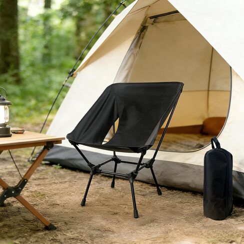 Portable Compact Folding Camping Chairs – Lightweight High Back with Pillow, Deep Recline, ArmPads, Side Pockets-for Motorcycle, RV, Backpacking, Travel, Festival – Black in Saudi Arabia