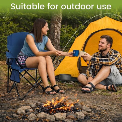 Folding Camping Chair with Cup Holder & Side Storage Bag 300lbs Capacity Lightweight High Back Portable for Beach, Picnic, Sport, Cyan in Kuwait