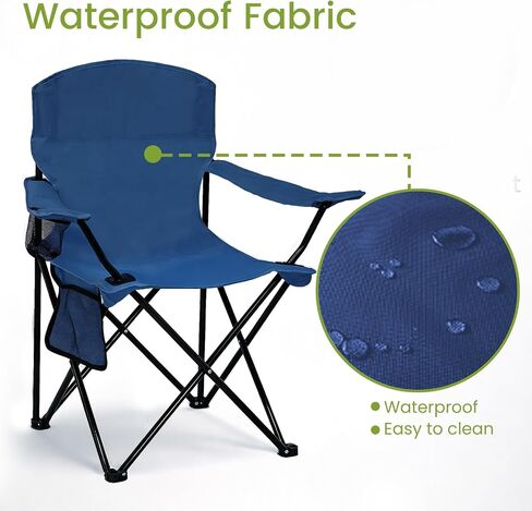 Folding Camping Chair with Cup Holder & Side Storage Bag 300lbs Capacity Lightweight High Back Portable for Beach, Picnic, Sport, Cyan in Kuwait