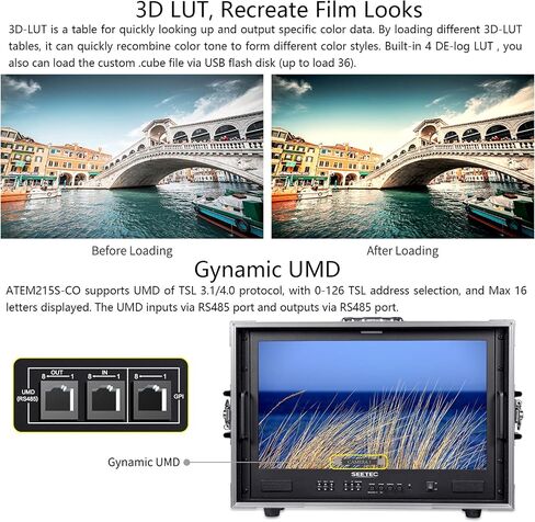 ATEM215S-CO 21.5 inch Multi-Camera Broadcast Monitor with 4x3G-SDI Input Output 1 HDMI in Quad Split Display for Studio Television Production Full HD 1920x1080 (ATEM215S-CO) in Kuwait