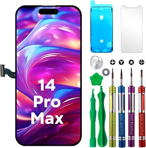 LCD Screen Replacement for iPhone 14 Pro Max 6.7" with True Tone & Face ID (A2651/A2893/A2896/A2895/A2894) Touch Screen Display Digitizer Repair Kit in Saudi Arabia
