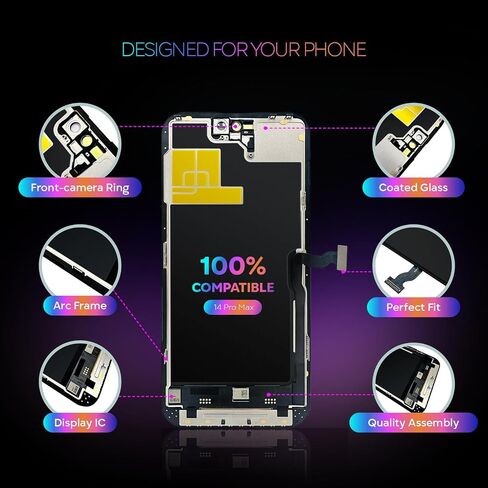 LCD Screen Replacement for iPhone 14 Pro Max 6.7" with True Tone & Face ID (A2651/A2893/A2896/A2895/A2894) Touch Screen Display Digitizer Repair Kit in Saudi Arabia