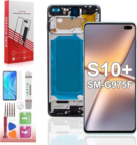 LCD for Galaxy S10 Plus Screen Replacement with Frame Black in Saudi Arabia