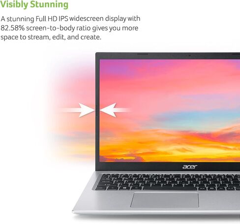 acer Aspire 5 A515-56-347N Slim Laptop - 15.6" Full HD IPS Display - 11th Gen Intel i3-1115G4 Dual Core Processor - 8GB DDR4-128GB NVMe SSD - WiFi 6 - Amazon Alexa - Windows 11 Home in S Mode,Silver in Kuwait