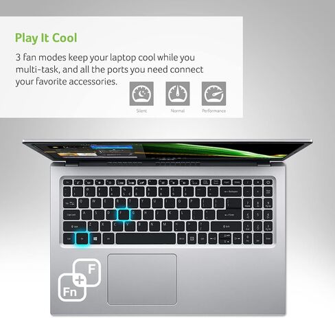 acer Aspire 5 A515-56-347N Slim Laptop - 15.6" Full HD IPS Display - 11th Gen Intel i3-1115G4 Dual Core Processor - 8GB DDR4-128GB NVMe SSD - WiFi 6 - Amazon Alexa - Windows 11 Home in S Mode,Silver in Kuwait