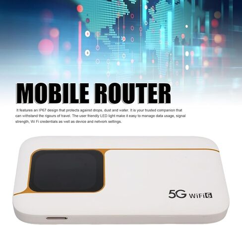 Fabater 5G Portable WiFi Device with 2.01 Inch Touch Screen High Capacity Battery Supports 16 Devices for Families in Kuwait