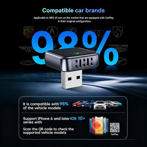 CarPlay Adapter for Apple CarPlay & Android Auto & AirPlay, 2026 Upgrade Plug & Play USB Adapter with Type-C Extension Car Play Adapter for Cars with Factory Wired Apple CarPlay, Dual-Band in Kuwait