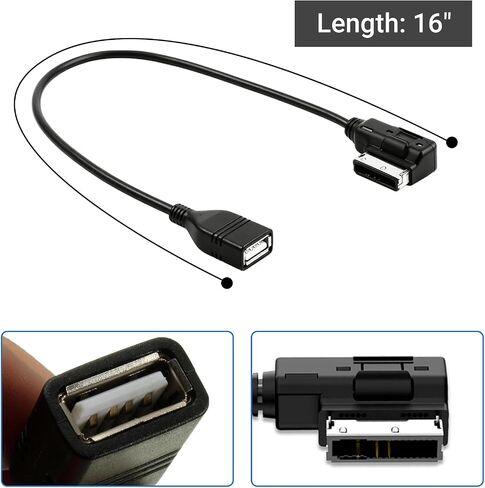 Car Music Interface Audio USB Adapter Aux Cable Compatible for Mercedes Benz, MMI/MDI/AMI to USB Cord for E SL CLA S GLA CLS Class W203 W212 GLK350 ML350 W211 E350 GL450 in Saudi Arabia