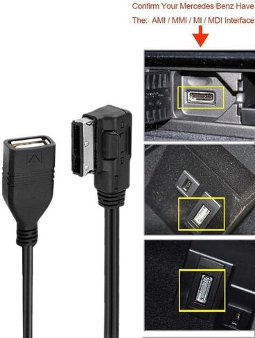 Car Music Interface Audio USB Adapter Aux Cable Compatible for Mercedes Benz, MMI/MDI/AMI to USB Cord for E SL CLA S GLA CLS Class W203 W212 GLK350 ML350 W211 E350 GL450 in Saudi Arabia
