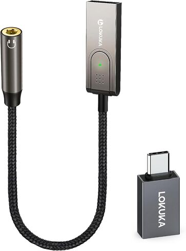 Bluetooth 6.0 to Aux Adapter for Car or Amp, USB to 3.5mm Female Bluetooth Receiver with USB-C OTG Adapter, for Wired Speaker, Car or Amplifier, for Hands-Free Call, Voice Navigation, Music in Kuwait