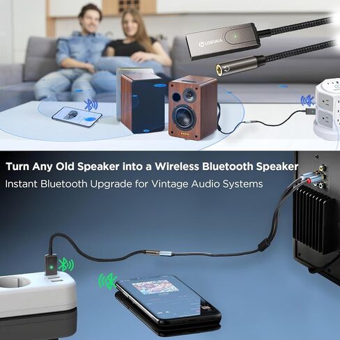 Bluetooth 6.0 to Aux Adapter for Car or Amp, USB to 3.5mm Female Bluetooth Receiver with USB-C OTG Adapter, for Wired Speaker, Car or Amplifier, for Hands-Free Call, Voice Navigation, Music in Kuwait