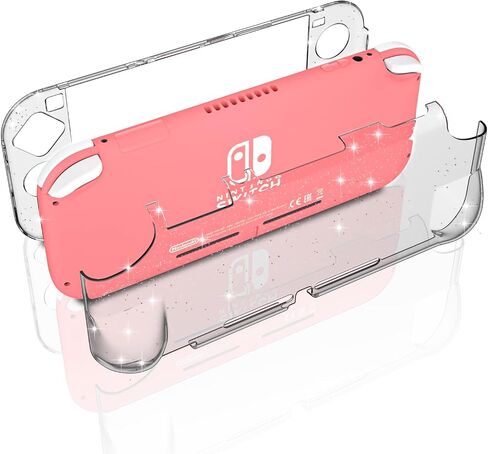 NANANINO Clear Glitter Nintendo Switch Lite Case Protector, Heart Pattern with 24 Slots for Game Cards & 24 Micro SD Card Slots in Kuwait