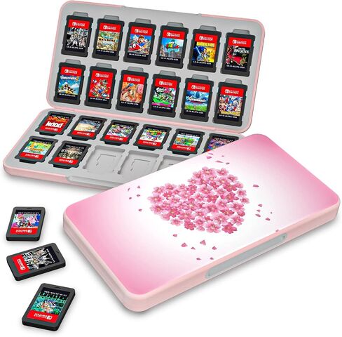 NANANINO Clear Glitter Nintendo Switch Lite Case Protector, Heart Pattern with 24 Slots for Game Cards & 24 Micro SD Card Slots in Kuwait