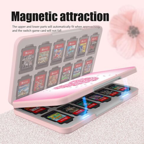 NANANINO Clear Glitter Nintendo Switch Lite Case Protector, Heart Pattern with 24 Slots for Game Cards & 24 Micro SD Card Slots in Kuwait