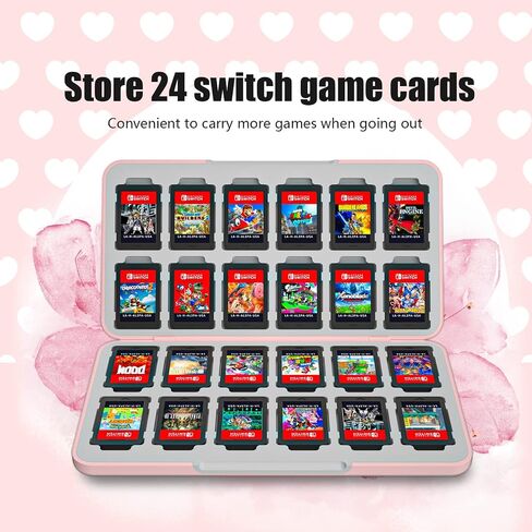NANANINO Clear Glitter Nintendo Switch Lite Case Protector, Heart Pattern with 24 Slots for Game Cards & 24 Micro SD Card Slots in Kuwait