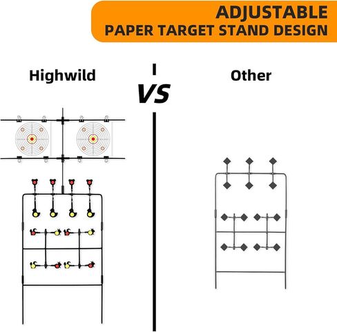 Highwild Multi-Shot Air Gun Pellet BB Gun Target 3-Section Detachable with Adjustable Paper Stand - Rated for .22/.177 Caliber in Kuwait