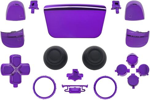 Chrome Color Replacement D-pad R1 L1 R2 L2 Triggers Touch Pad Share Options Face Buttons Thumbsticks Full Buttons Clip Shell w/Accent Rings Set for PS5 Playstation Controller (Chrome Purple) in Kuwait