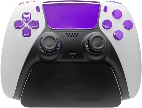 Chrome Color Replacement D-pad R1 L1 R2 L2 Triggers Touch Pad Share Options Face Buttons Thumbsticks Full Buttons Clip Shell w/Accent Rings Set for PS5 Playstation Controller (Chrome Purple) in Kuwait
