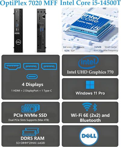 Dell OptiPlex 7020 Micro i5-14500T 32GB DDR5 1TB SSD Business PC in Saudi Arabia