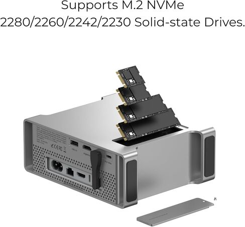 Mac mini M4/M4 Pro Hub Dock Stand 2024, Vertical with M.2 NVMe/SATA SSD Enclosure, 4K@60Hz HDMI, 10Gbps USB-C/A, SD/TF, 3.5mm Audio, 100W PD, Aluminum Docking Station in Saudi Arabia