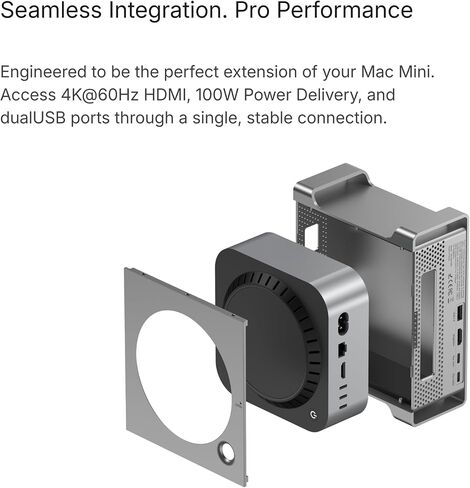 Mac mini M4/M4 Pro Hub Dock Stand 2024, Vertical with M.2 NVMe/SATA SSD Enclosure, 4K@60Hz HDMI, 10Gbps USB-C/A, SD/TF, 3.5mm Audio, 100W PD, Aluminum Docking Station in Saudi Arabia