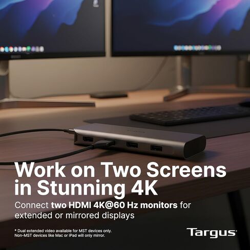 Targus Dual Video Mobile Dock with 140W EPR Power Pass-Through, Dual HDMI 4K@60Hz, 2X USB-C & 2X USB-A 10Gbps, Gigabit Ethernet, EcoSmart Design DOCK427GL in Kuwait