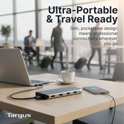 Targus Dual Video Mobile Dock with 140W EPR Power Pass-Through, Dual HDMI 4K@60Hz, 2X USB-C & 2X USB-A 10Gbps, Gigabit Ethernet, EcoSmart Design DOCK427GL in Kuwait