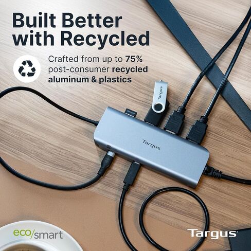 Targus Dual Video Mobile Dock with 140W EPR Power Pass-Through, Dual HDMI 4K@60Hz, 2X USB-C & 2X USB-A 10Gbps, Gigabit Ethernet, EcoSmart Design DOCK427GL in Kuwait