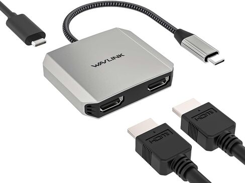 USB-C to Dual HDMI Splitter,WAVLINK 3-in-1 HDMI Adapter in Kuwait