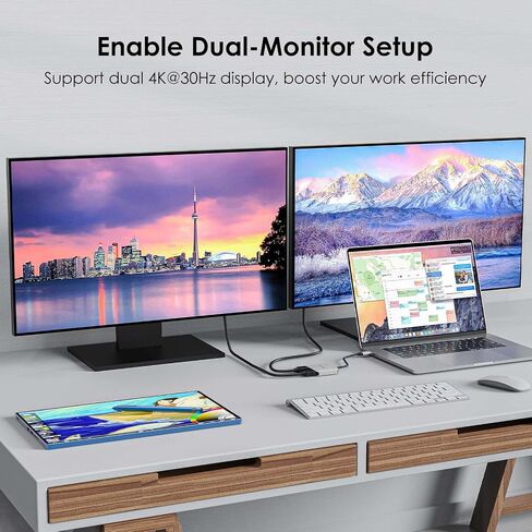 USB-C to Dual HDMI Splitter,WAVLINK 3-in-1 HDMI Adapter in Kuwait