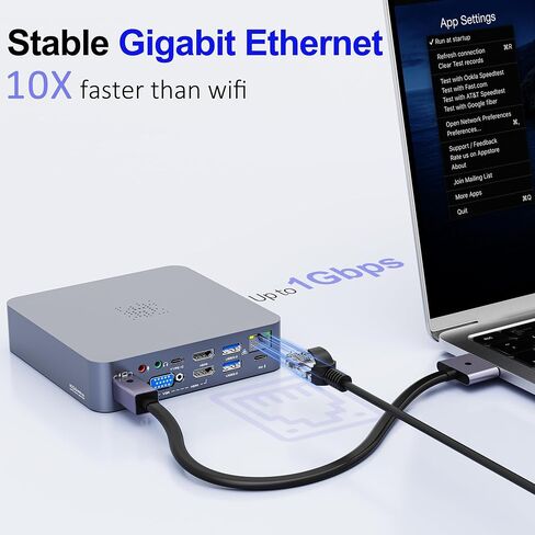 18-in-2 MacBook Docking Station Dual 4K Monitor for M1-M5 Pro/Max, USB C Docking Station with 100W Power Delivery, MacBook Dock with 2 HDMI, VGA, 6 USB, 1Gbps RJ45, USB 3.0 SD/TF, Audio in Kuwait