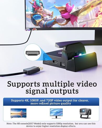 TV Docking Station for Nintenndo Switch 2, Switch & OLED, RGB Charging Dock in Kuwait